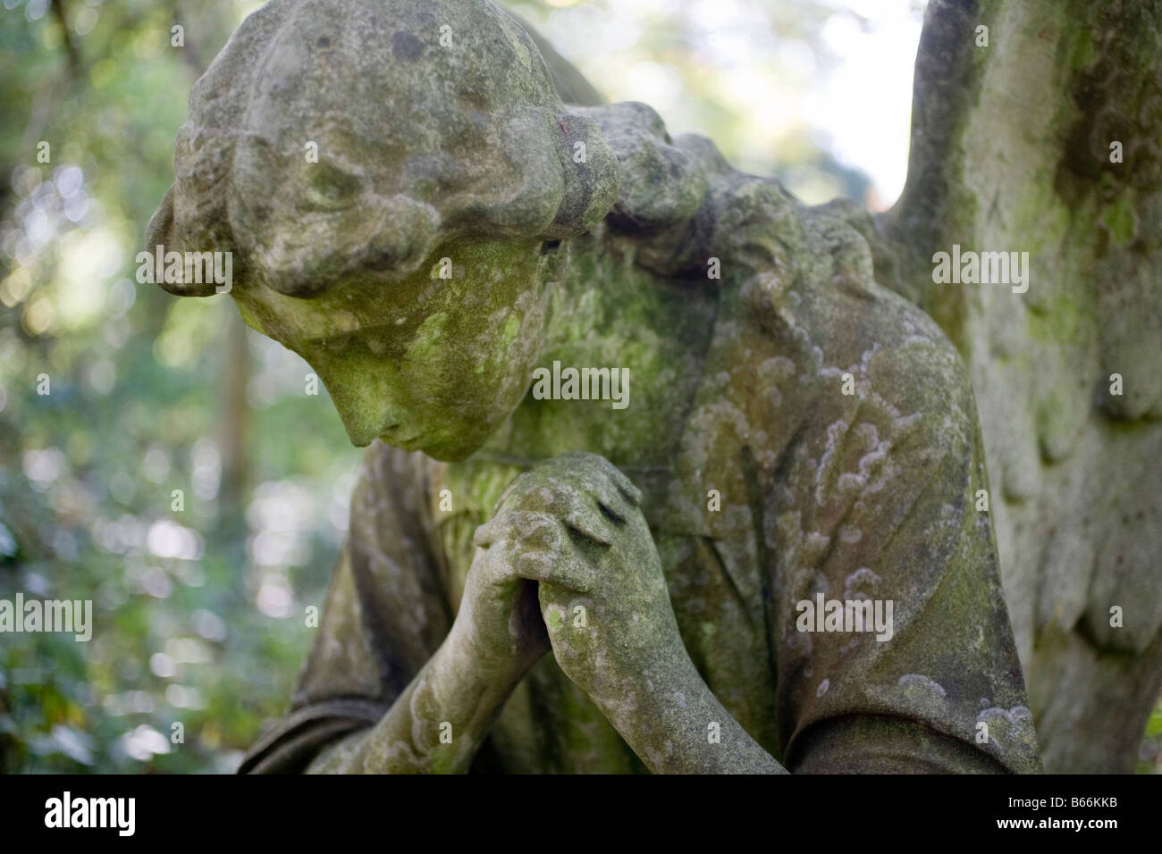 Statue des betenden Engels. Nunhead Friedhof, Nunhead, London, England, Vereinigtes Königreich Stockfoto