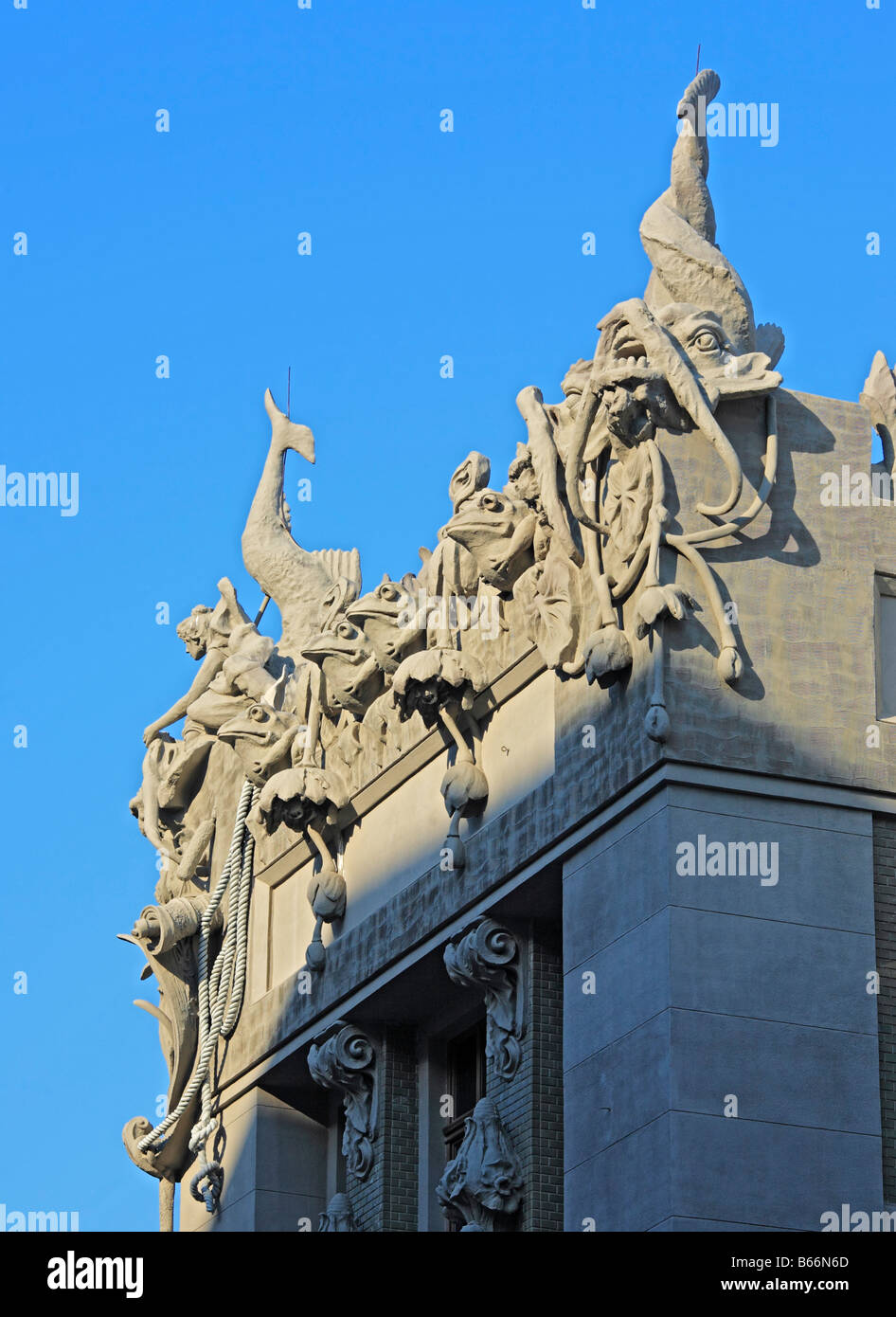 Haus mit Chimäre (Gorodetsky House), wichtigsten Jugendstil-Gebäude in Kiew (1901-1902), durch Vladislav Gorodetsky, Kiew, Ukraine Stockfoto