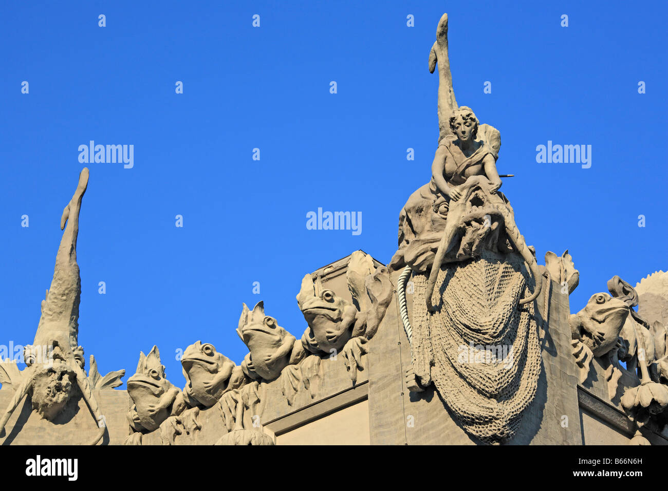 Haus mit Chimäre (Gorodetsky House), wichtigsten Jugendstil-Gebäude in Kiew (1901-1902), durch Vladislav Gorodetsky, Kiew, Ukraine Stockfoto