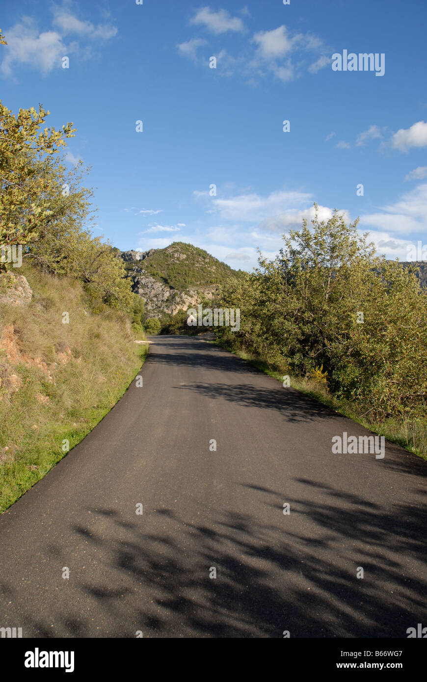 Feldweg in der Nähe von Marina Baixa, Tarbena, Comunidad Valenciana, Spanien, Provinz Alicante Stockfoto
