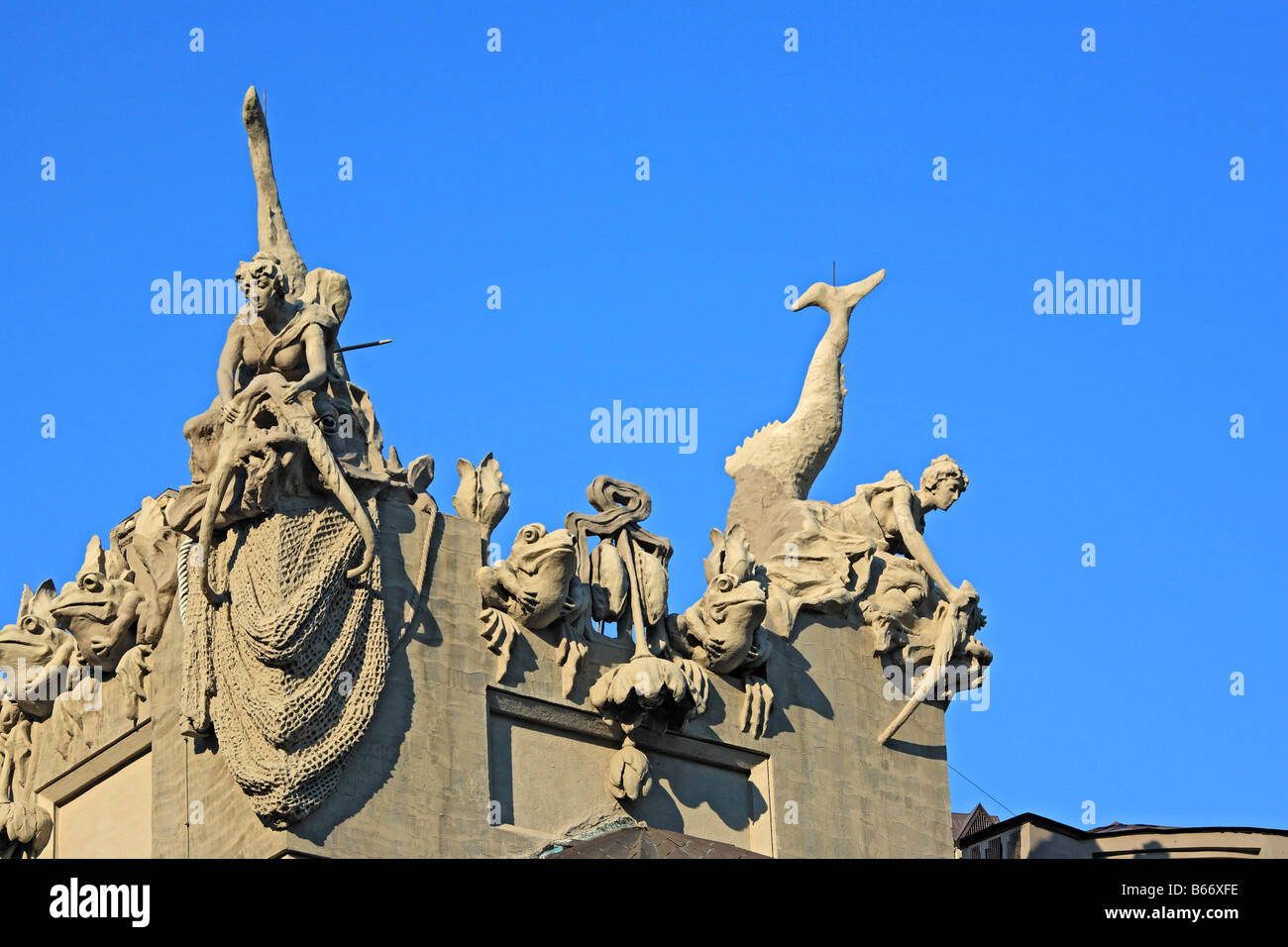 Haus mit Chimäre (Gorodetsky House), wichtigsten Jugendstil-Gebäude in Kiew (1901-1902), durch Vladislav Gorodetsky, Kiew, Ukraine Stockfoto