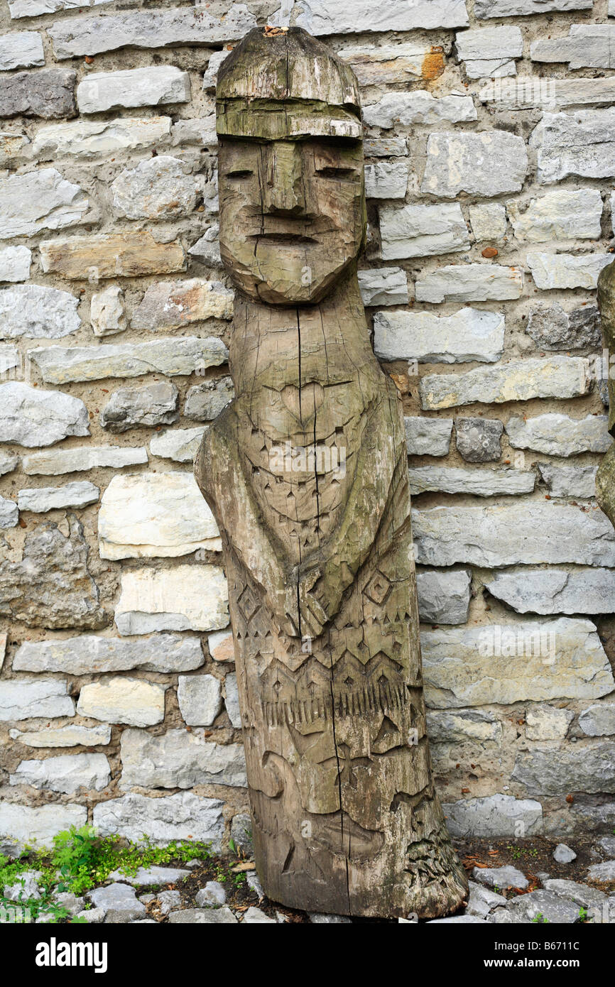 Heidnisches Idol im Stadtmuseum, Kamianets Podilskyi, Oblast Chmelnyzkyj (Provinz), Ukraine Stockfoto