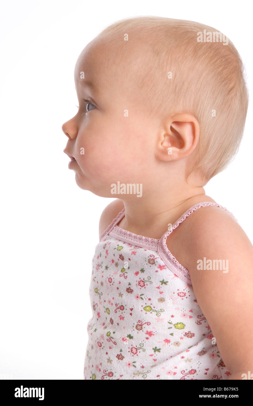 Profil von einem Babymädchen Stockfoto