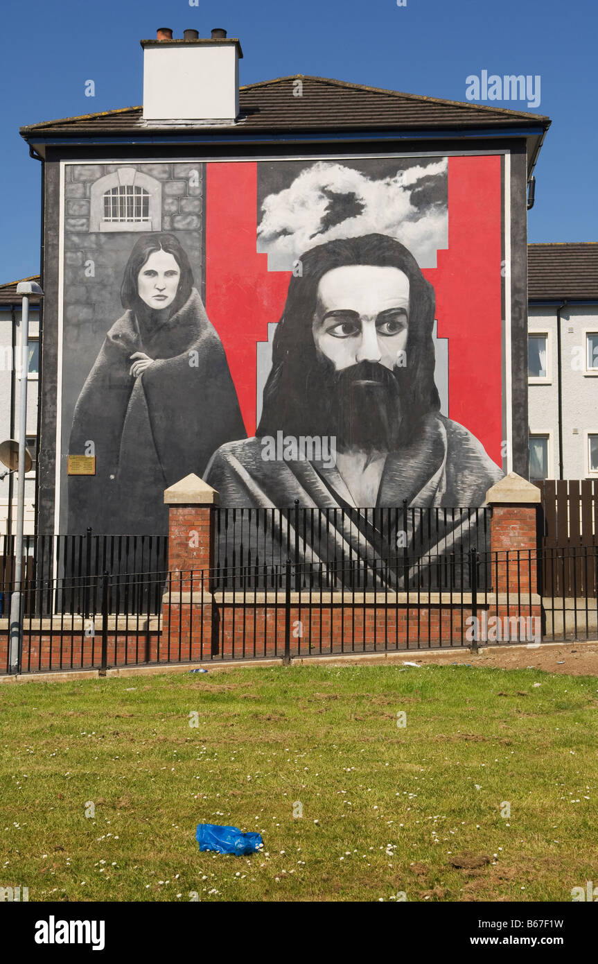 Wandmalerei zum Gedenken an Bloody Sunday in Londonderry. Stockfoto