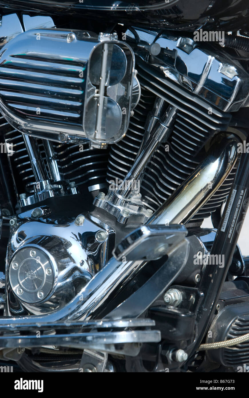 Klassische V2-Motor von Harley Davidson Motorrad Stockfoto