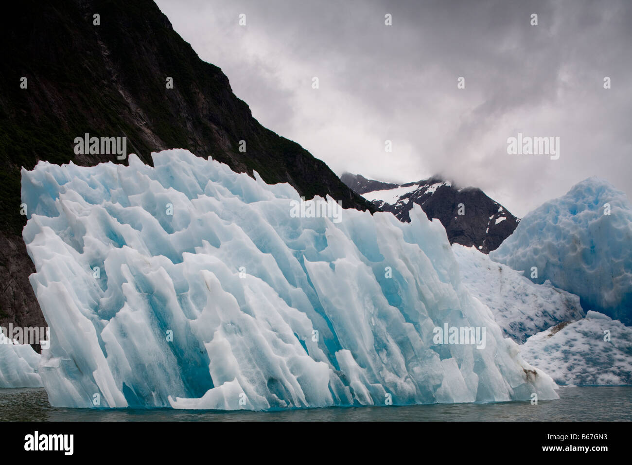 USA Alaska Tongass National Forest Tracy Arm Furten Terror Wildnis tief blaue Eisberge schwimmen in der Nähe von South Sawyer Gletscher Stockfoto