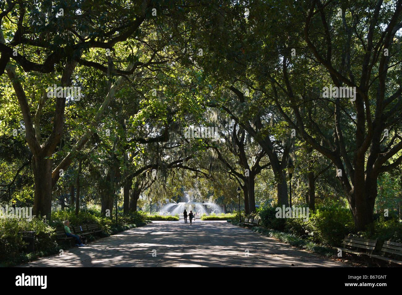 Forsyth Park in der Altstadt, Savannah, Georgia, USA Stockfoto