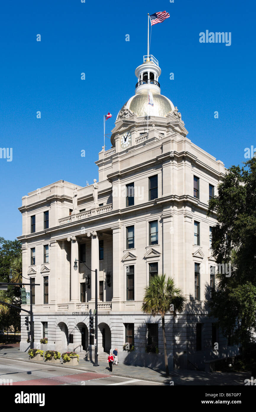 Rathaus, East Bay Street Historic District, Savannah, Georgia, USA Stockfoto