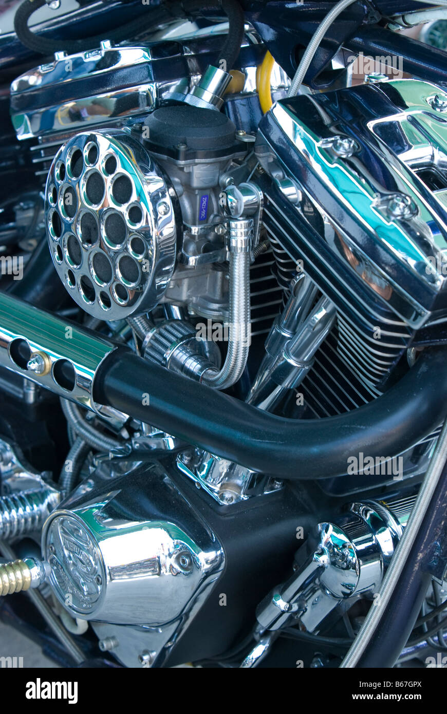 Klassische V2-Motor von Harley Davidson Motorrad Stockfoto