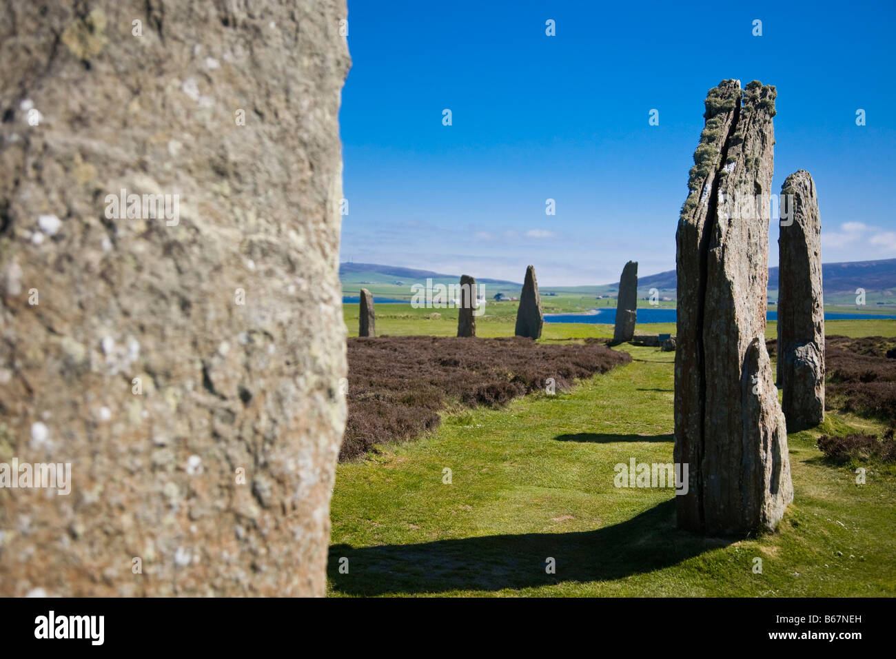 Ring von Brodgar, einer neolithischen Henge und Steinkreis auf West Mainland, Orkney Inseln, Schottland, Großbritannien Stockfoto