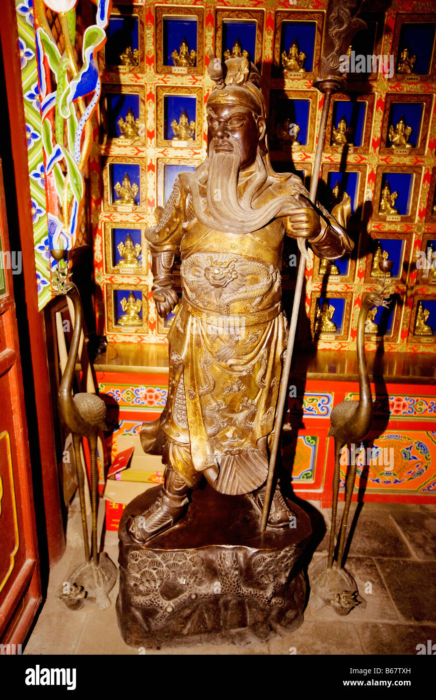 Guang Giong Statue in einem Tempel, Da Zhao Tempel, Hohhot, Innere Mongolei, China Stockfoto