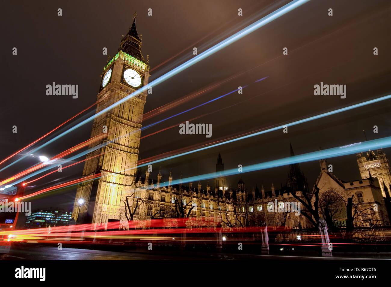 Big Ben und den Houses of Parliament in der Nacht Stockfoto