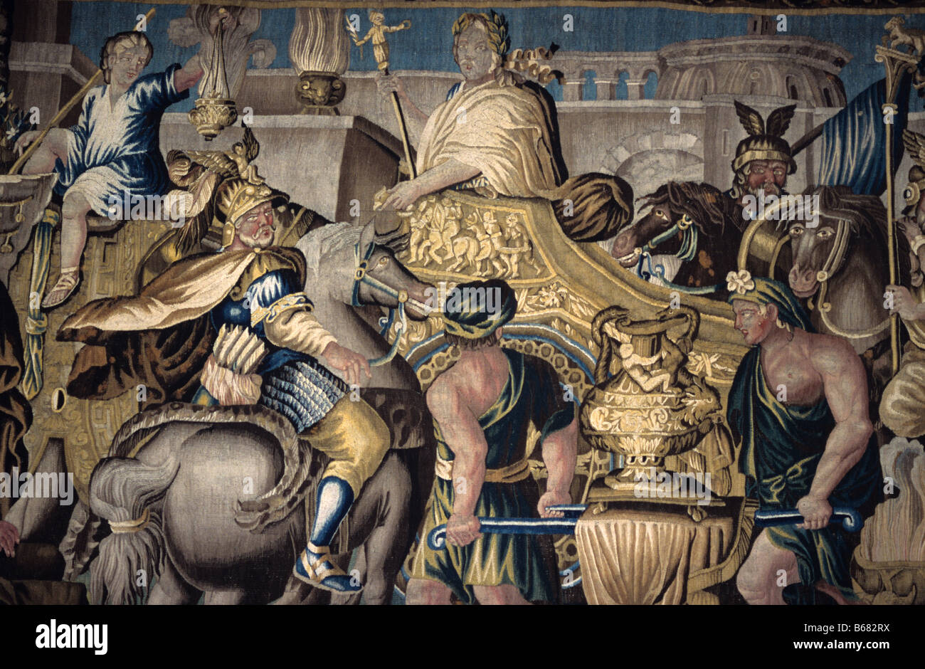 Aubusson Teppich. Der triumphale Einzug Alexanders des großen in Babylon in 331BC. Stockfoto