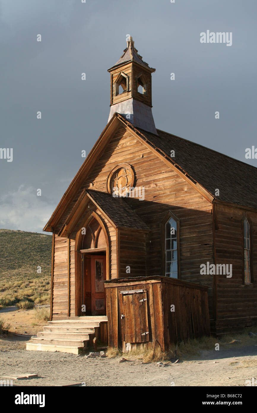 Die ehemaligen Methodistenkirche in Bodie "Ghost Town", Mono County, Sierra Nevada Bergkette, Kalifornien, USA Stockfoto