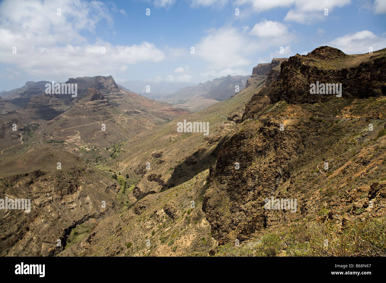 Der Barranco Fataga und Bergketten Gran Canaria Spanien Stockfoto