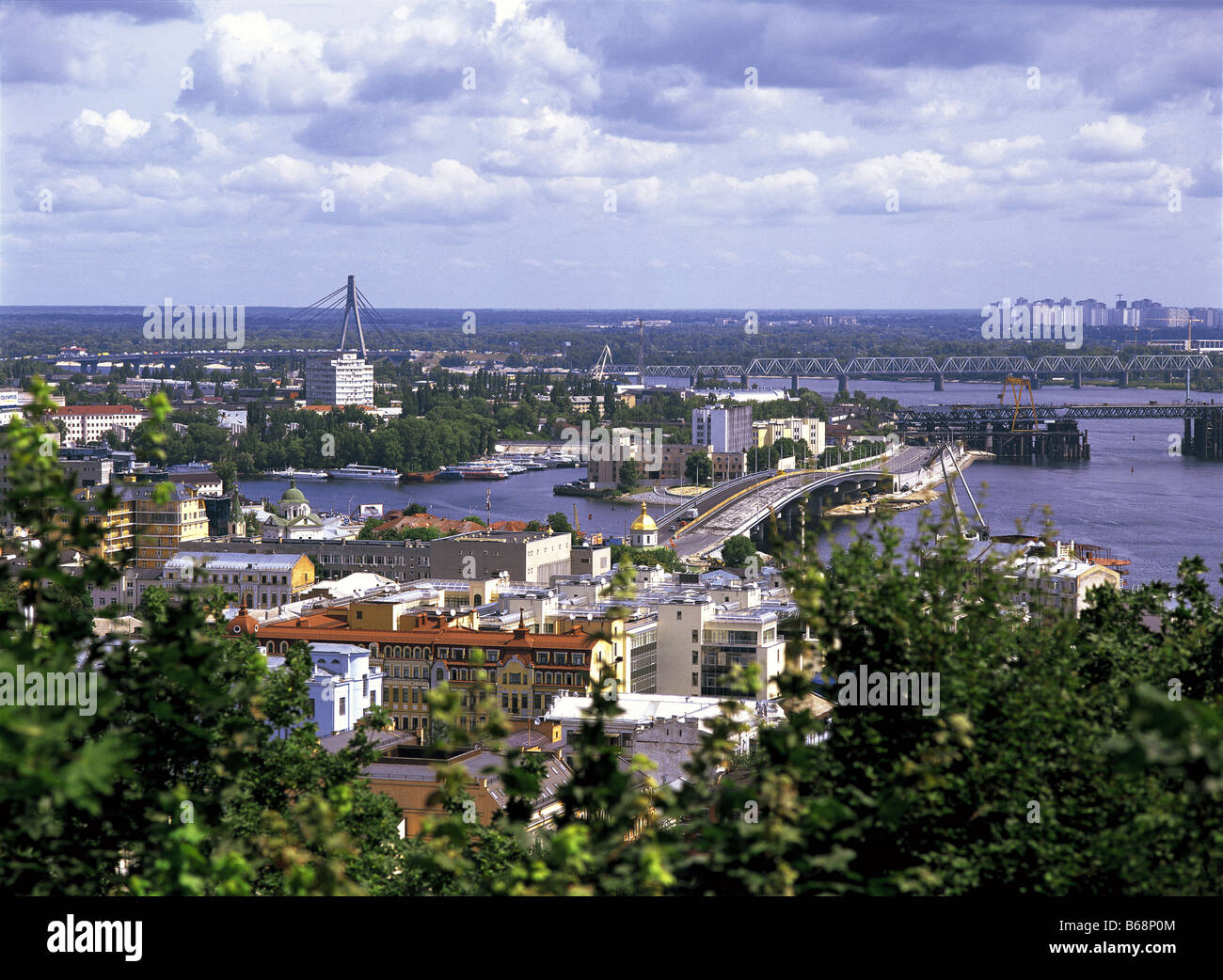 Blick auf Dnjepr und Stadt Kiew, Ukraine Stockfoto