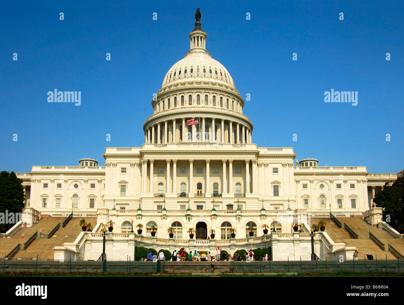Der vordere Westseite des United States Capitol mit der zentralen Kuppel, Washington, DC, USA Stockfoto