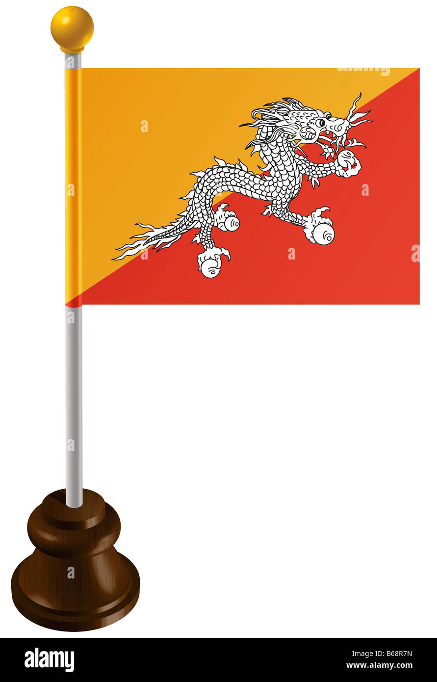 Bhutanischer Flagge als marker Stockfoto