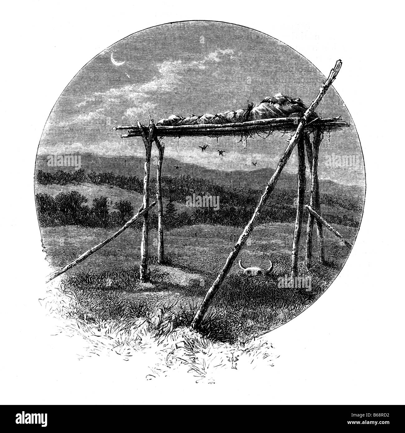 North American Indian Scheiterhaufen ca. 1890 Illustration von Edward Whymper 1840-1911 Stockfoto