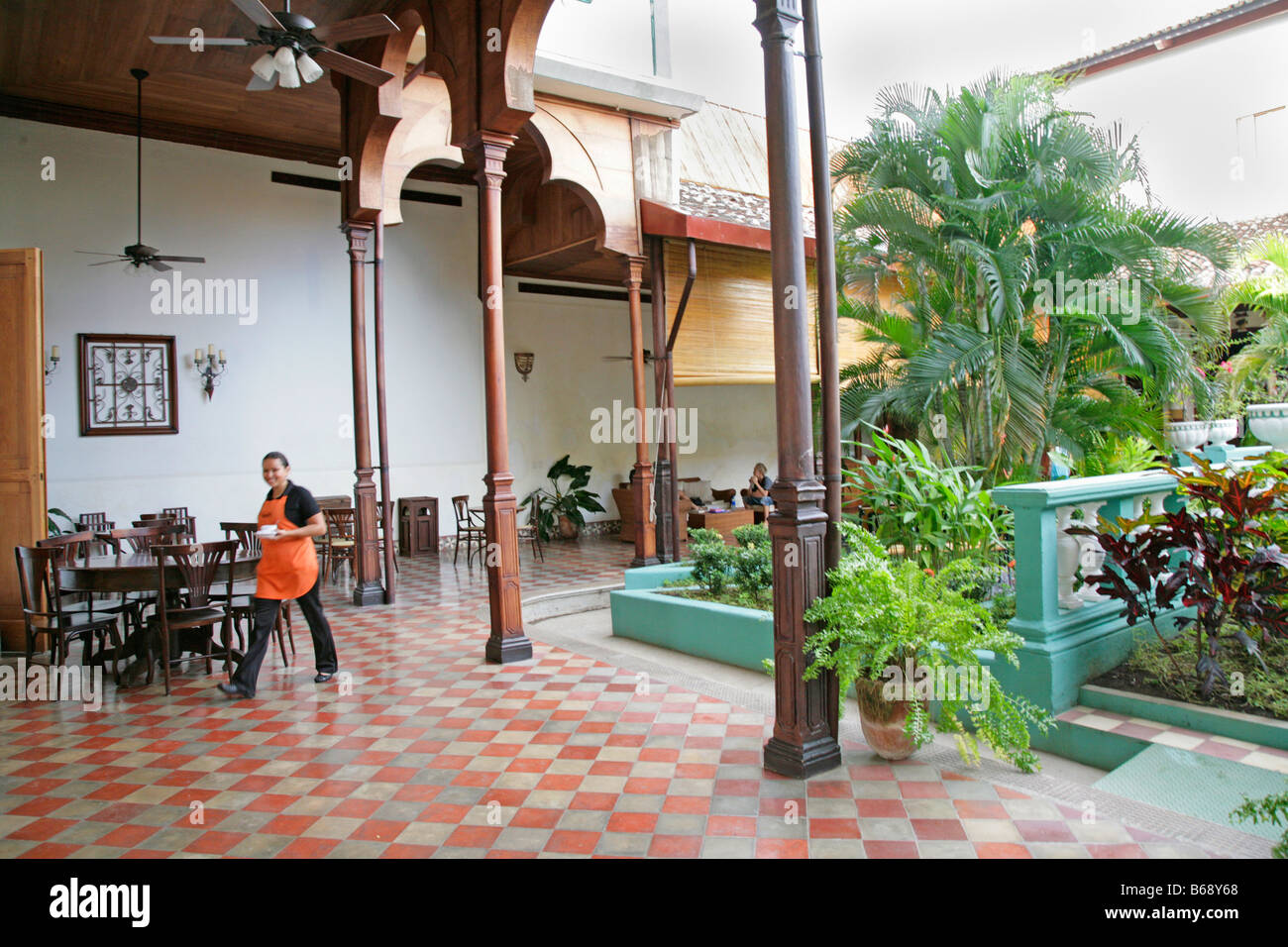 Koloniale inneren Garten Bau und Architektur Calle la Calzada historischen Granada Nicaragua Stockfoto