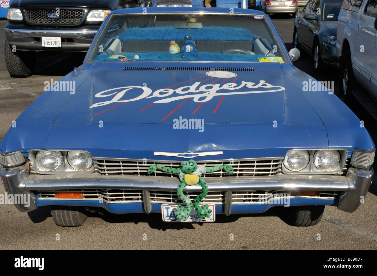 Wirklich ein "blauer" Fan der Los Angeles Dodgers Stockfoto