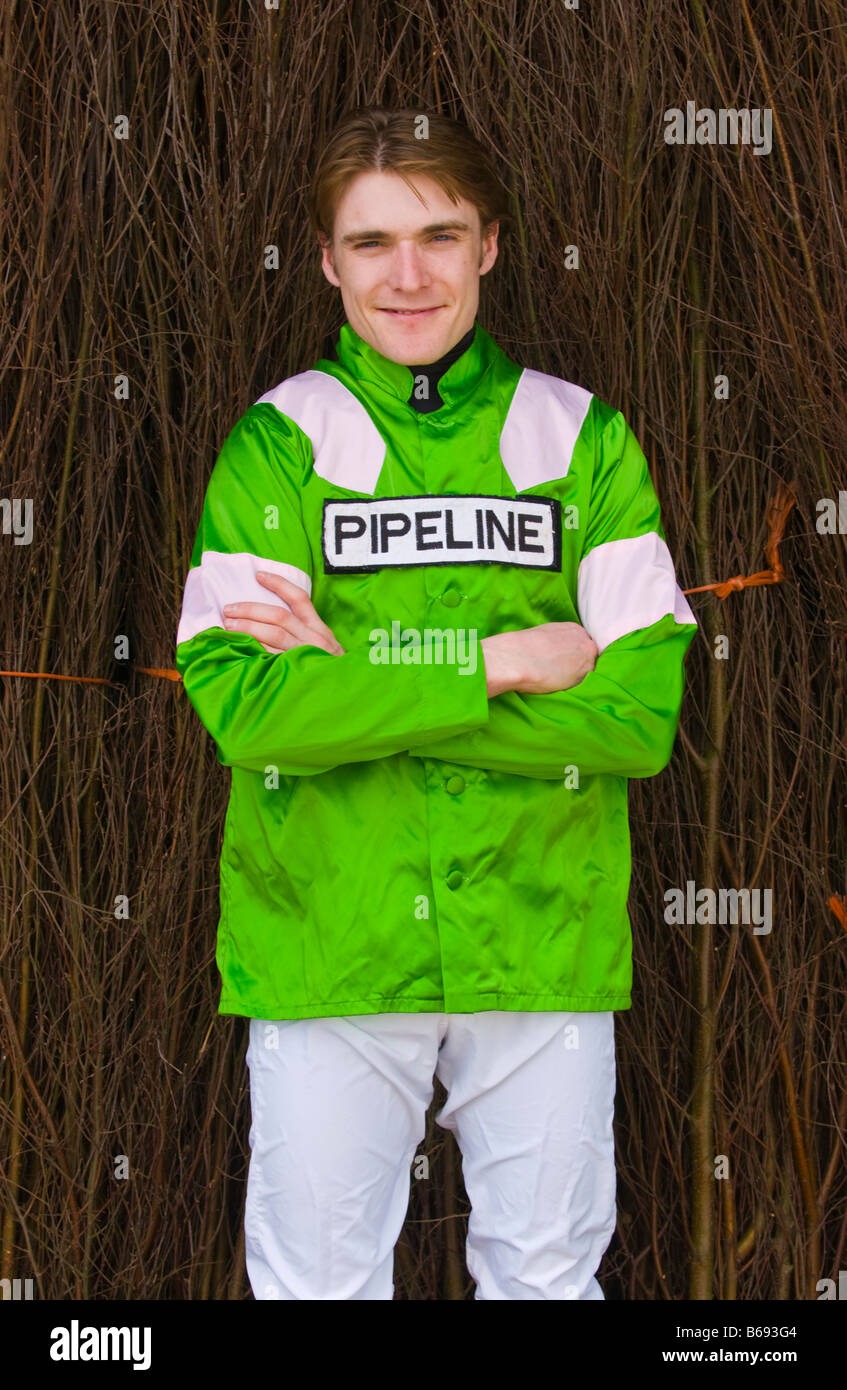 Jockey Tom Scudamore Porträt bei Chepstow Racecourse, Monmouthshire, South Wales, UK Stockfoto