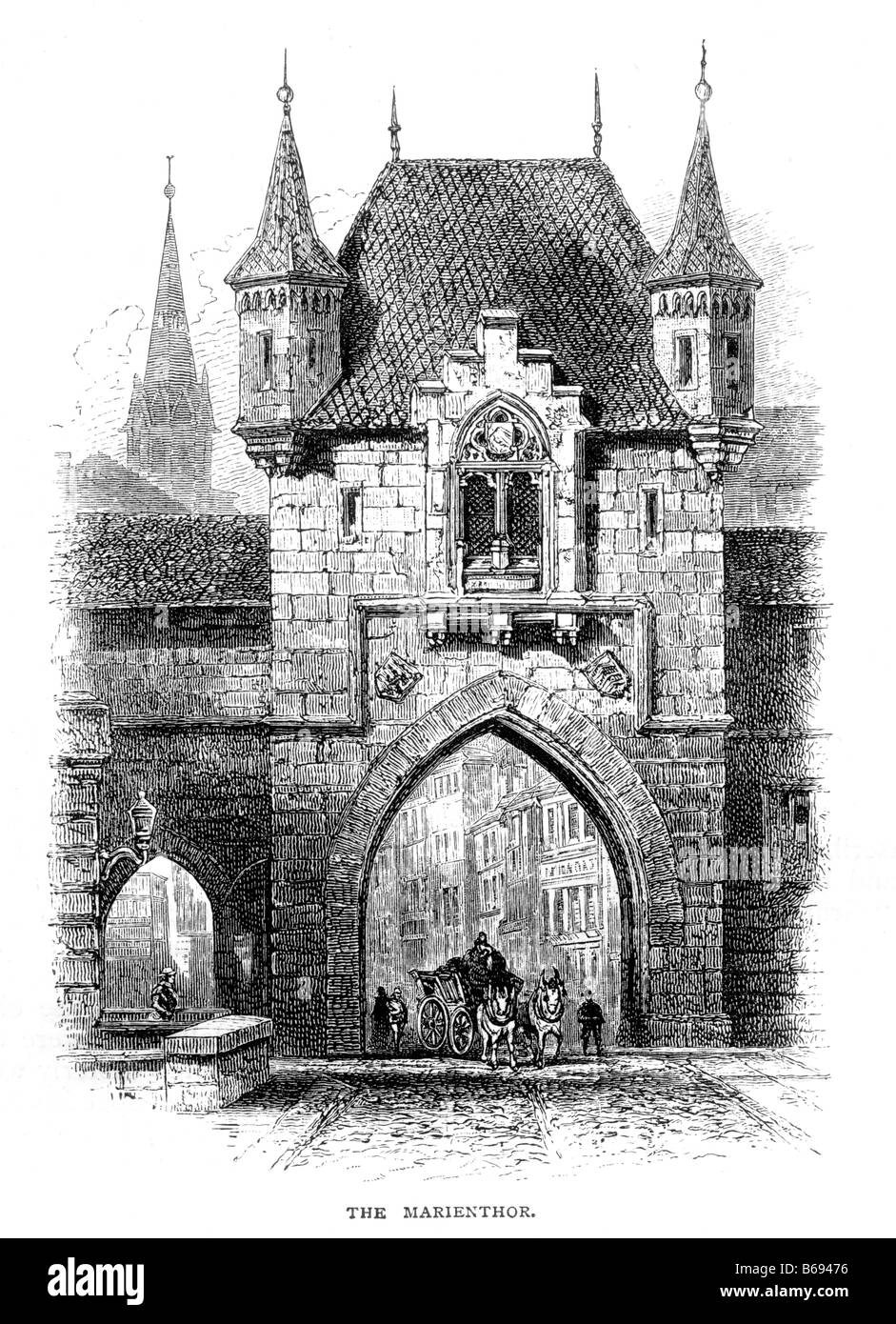 Marientor Nürnberg Deutschland 19. Jahrhundert Illustration Stockfoto