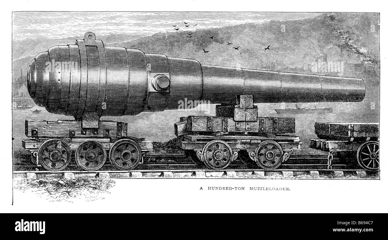 Eine hundert Tonne Muschel laden Gewehr von W G Armstrong Ltd Elswick Newcastle nach Tyne 19. Jahrhundert Illustration gebaut Stockfoto