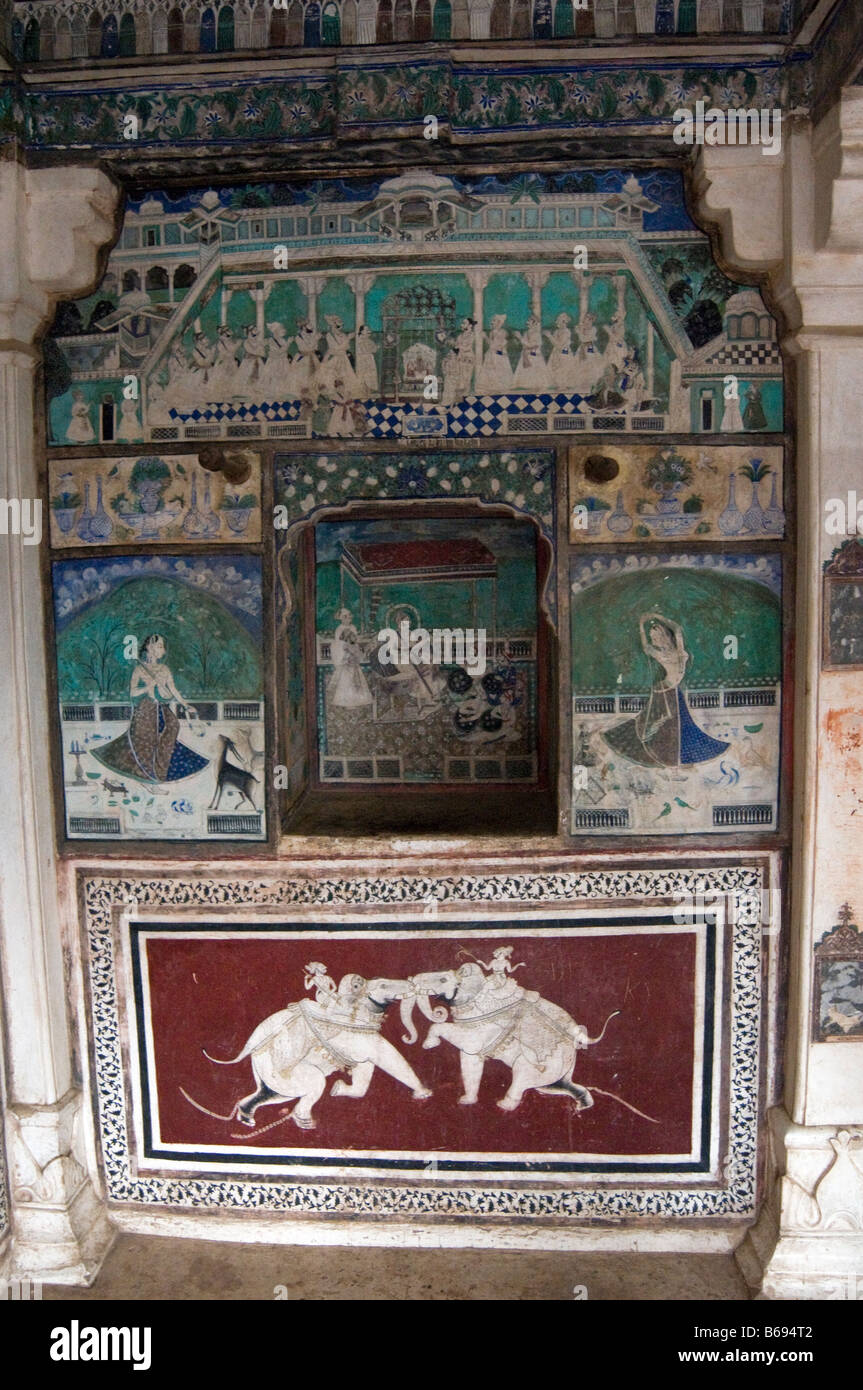 Malerei im Palast Bundi. Rajasthan. Indien. Asien Stockfoto