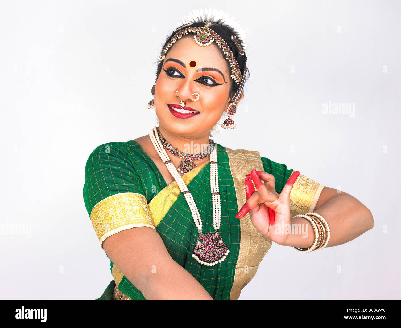 Bharathanatyam Tänzerin von Tamil Nadu in Südindien Stockfoto