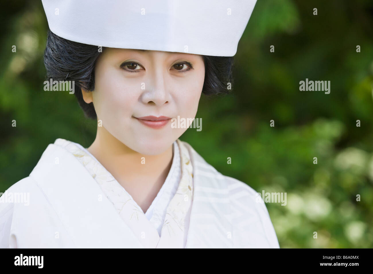 Nahaufnahme eines japanischen Braut trägt traditionellen Kleidung Stockfoto