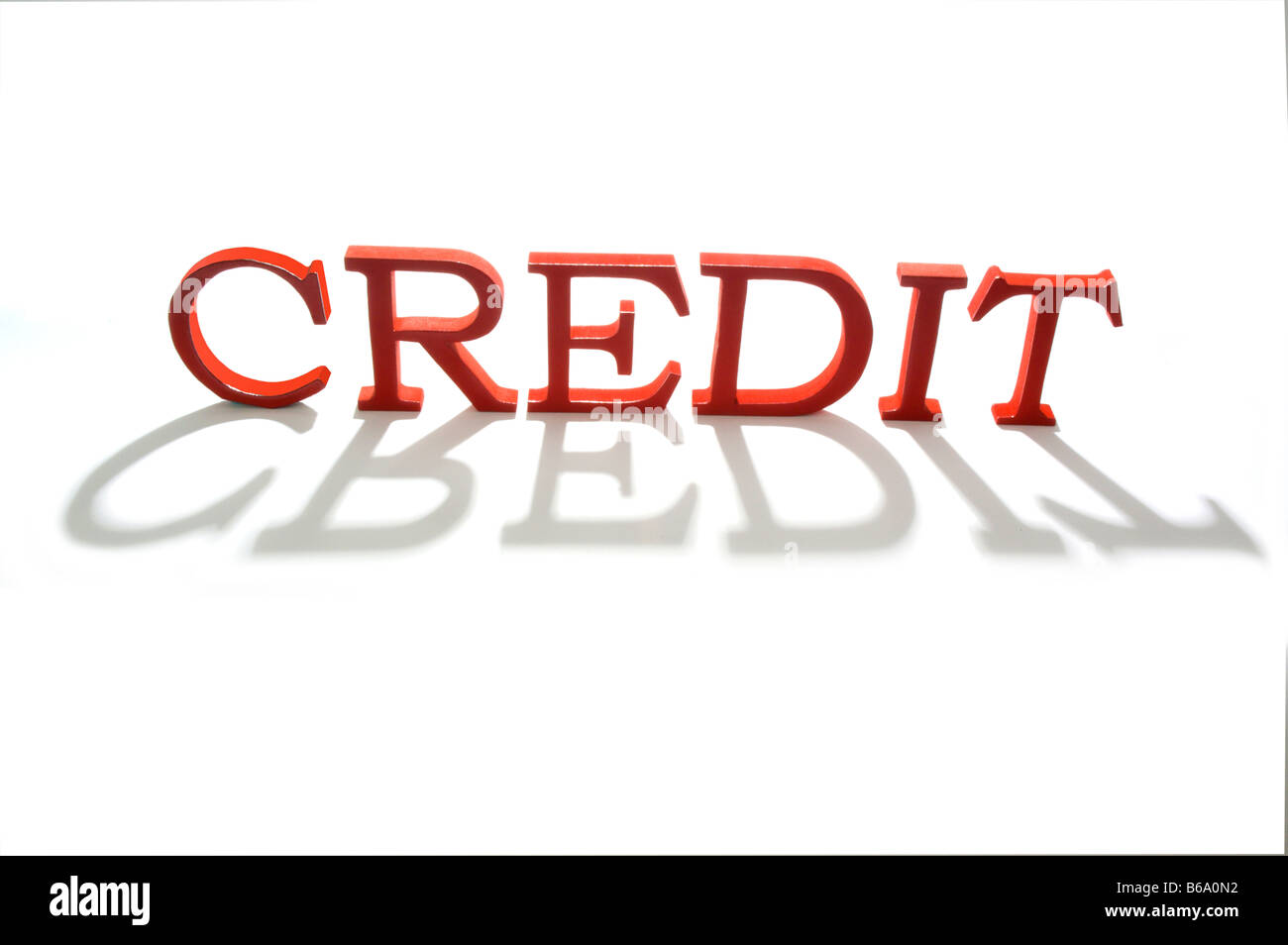 Das Wort Kredit in rot Stockfoto