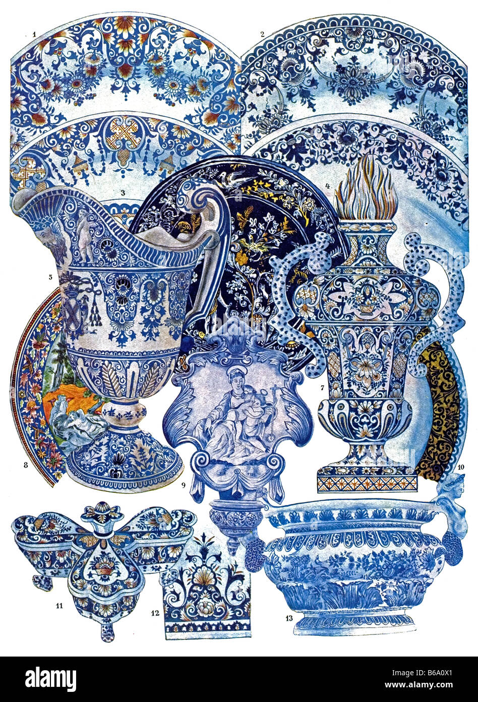 Das Französisch-Ornament, französischen barocken Majolika Stockfoto