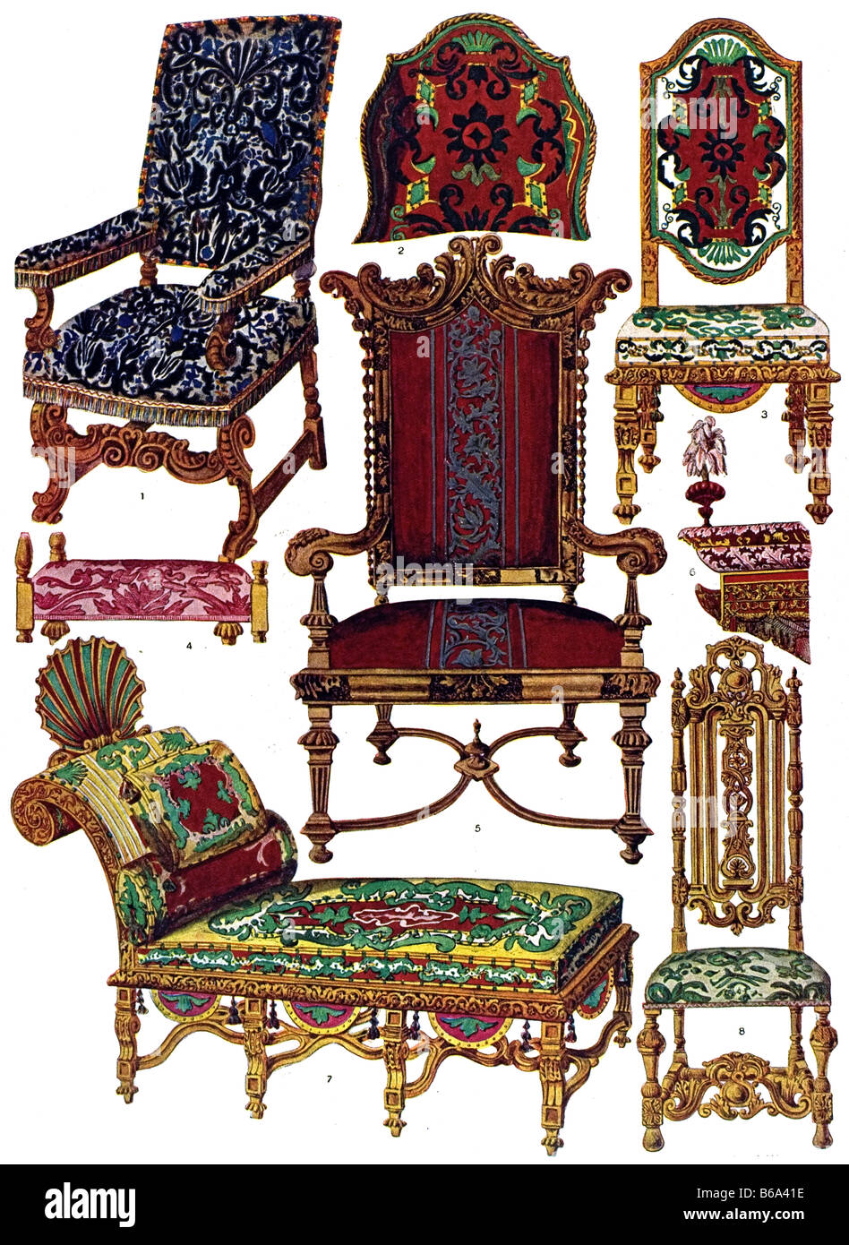 Das englische Ornament, Polstermöbel von hoch- und spätmittelalterliche renaissance Stockfoto