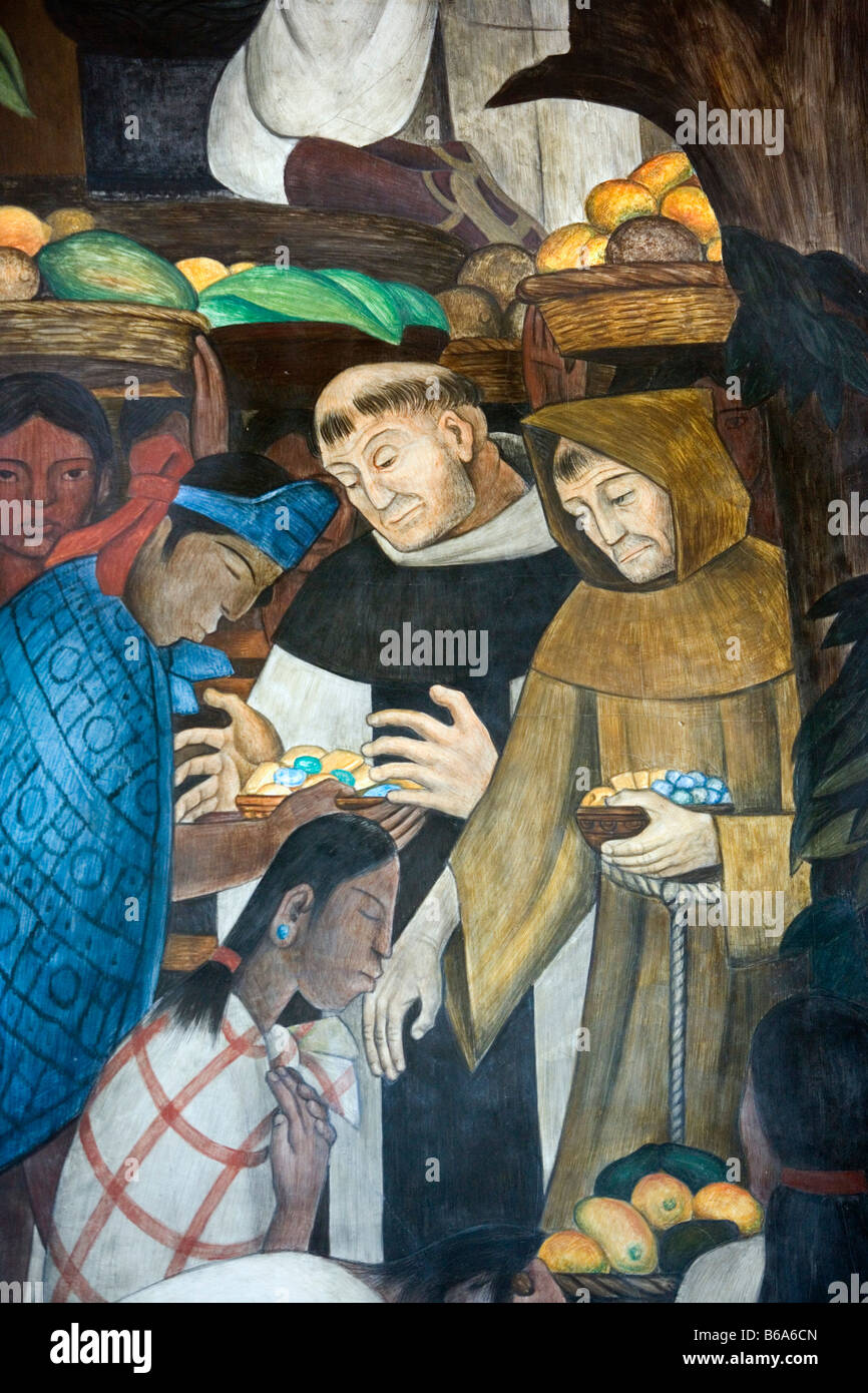 Mexiko, Cuernavaca, Wandmalereien von Diego Rivera im Palacio de Cortes Stockfoto