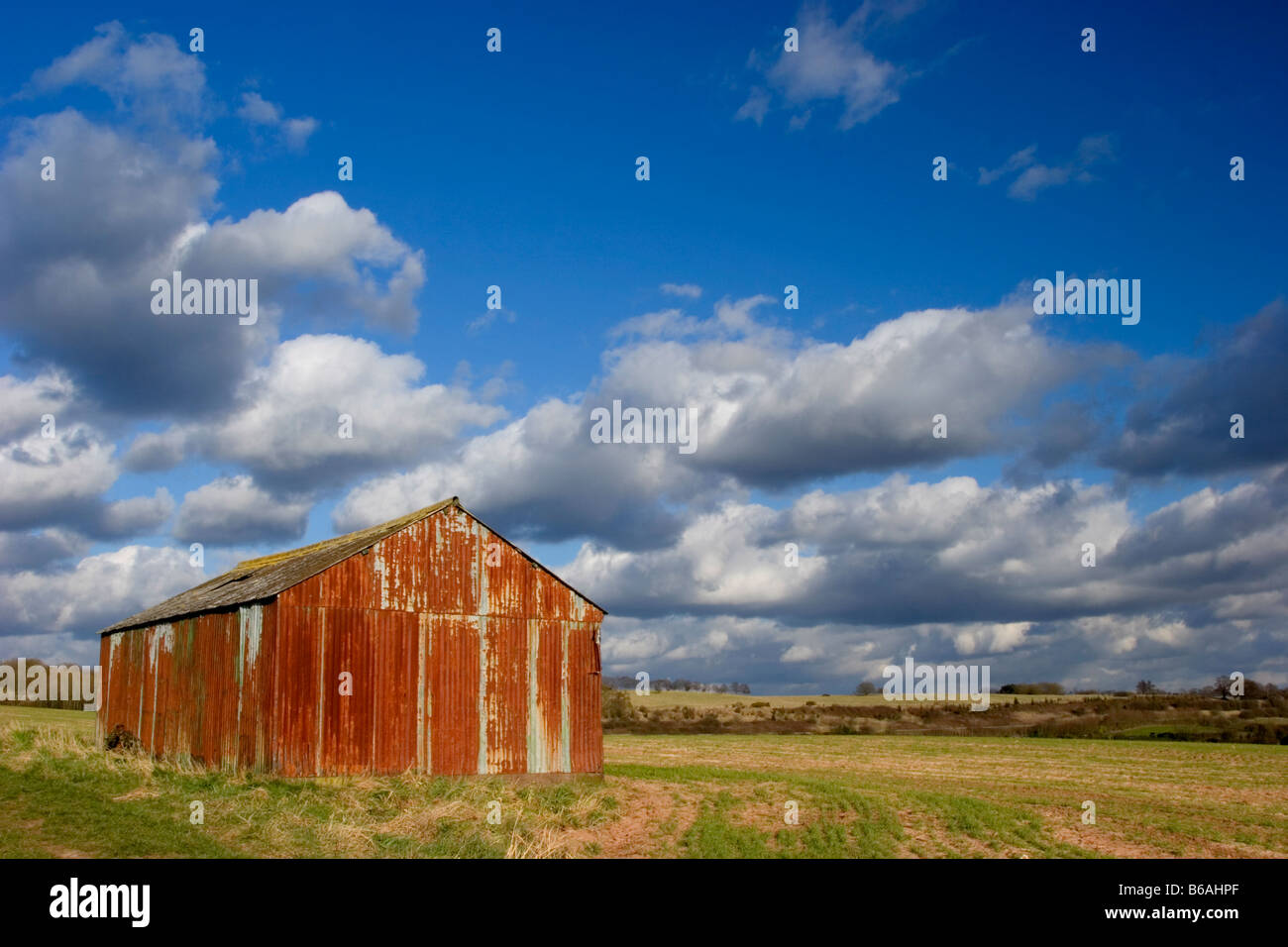 Rusty Schuppen in Field, England, UK Stockfoto