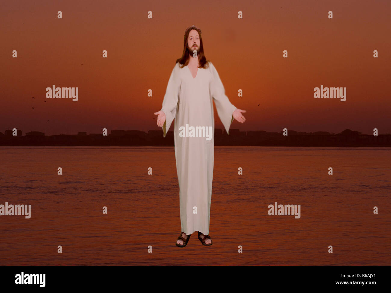 Jesus auf dem Wasser wandeln. Stockfoto
