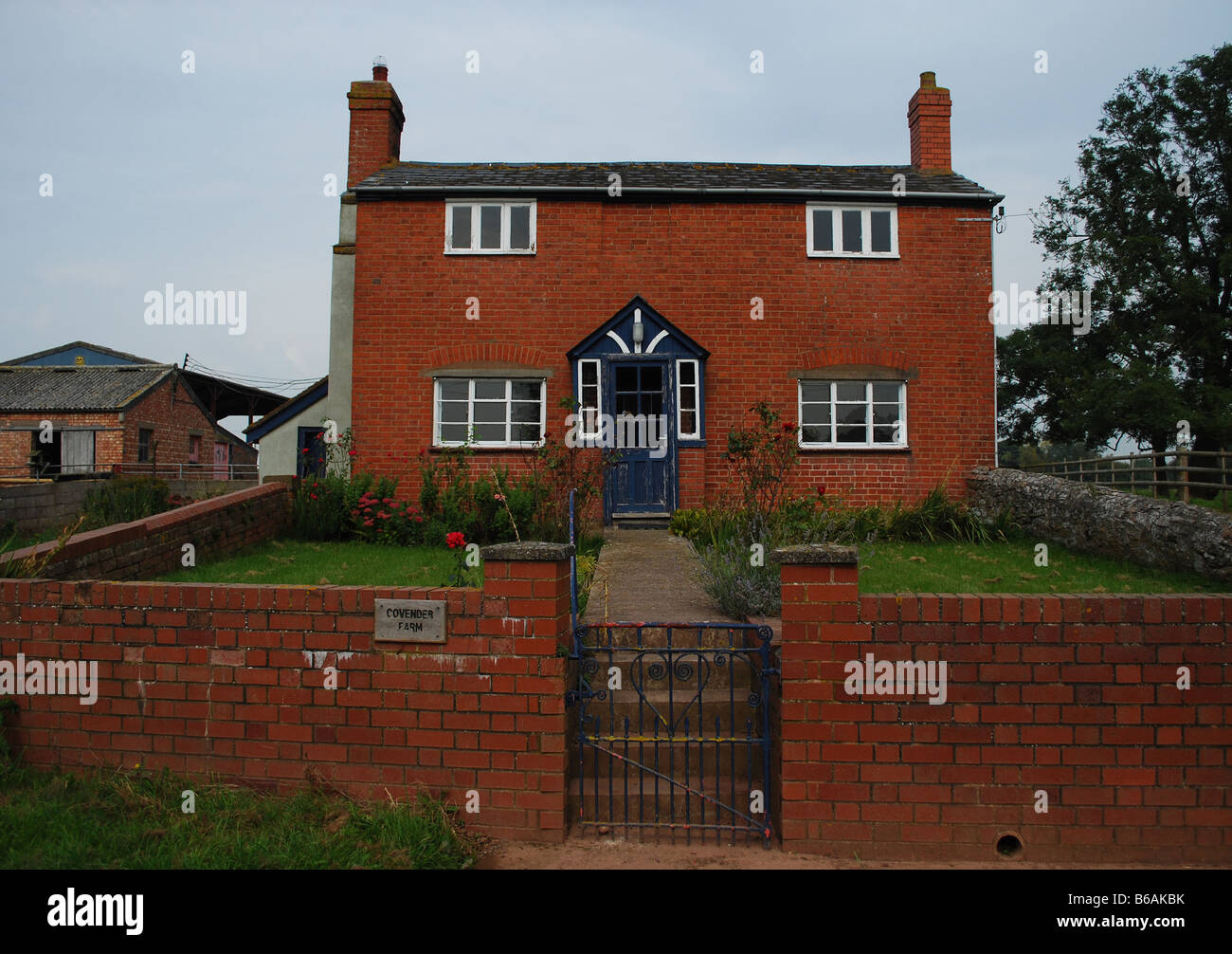 altes Bauernhaus aus rotem Backstein, Hereford, England, uk Stockfoto