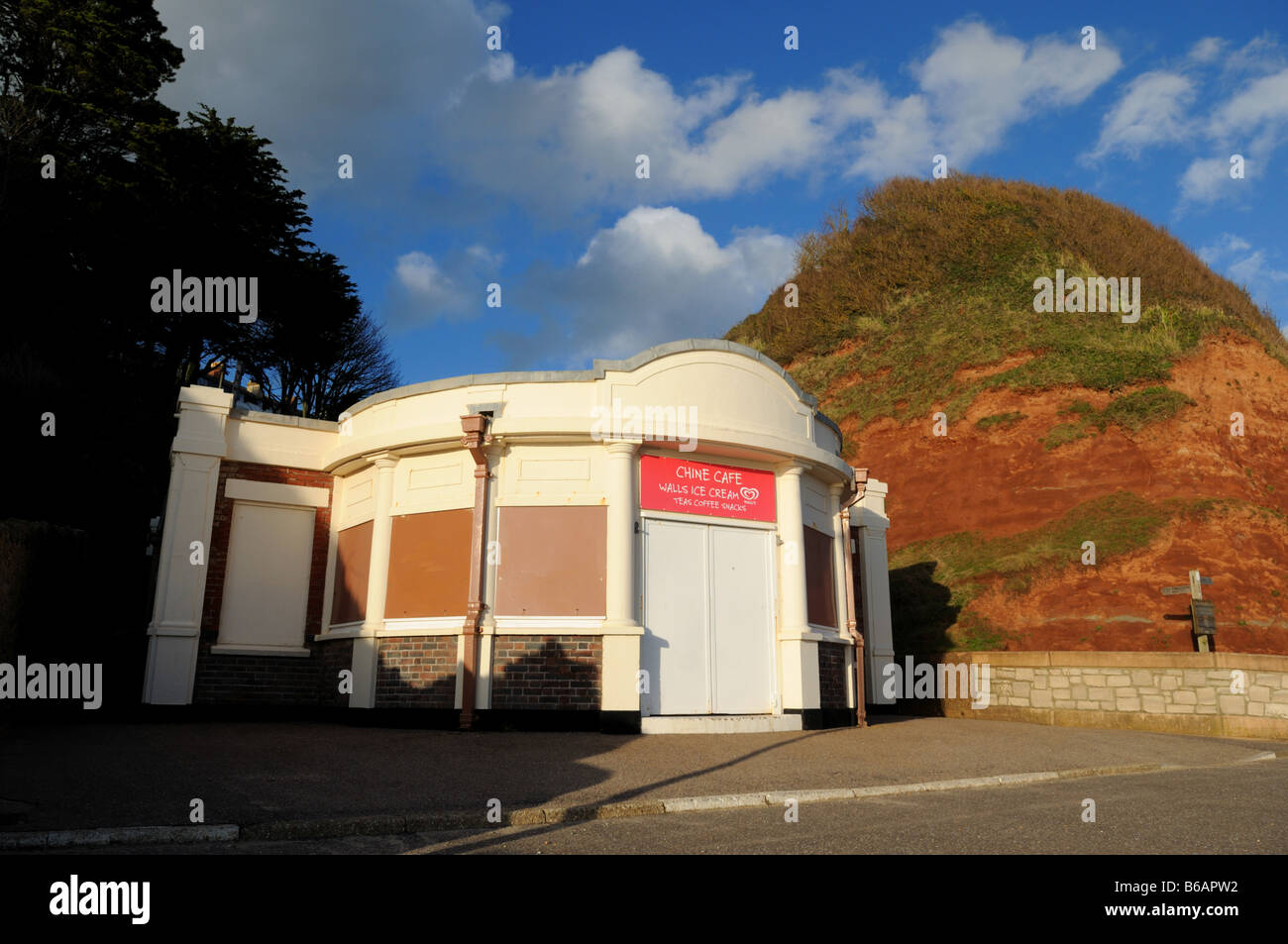 Erfrischung-Kiosk am Strand von Seaton, Devon, England, UK. Stockfoto