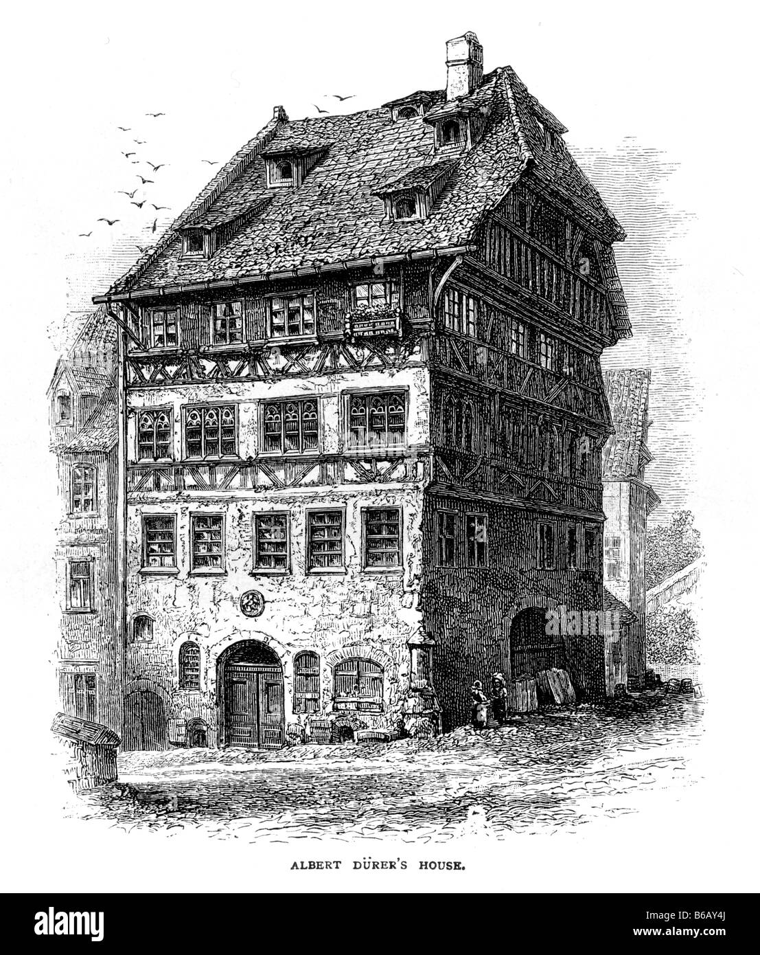 Albert Durer s Haus Nürnberg Deutschland 19. Jahrhundert Illustration Stockfoto