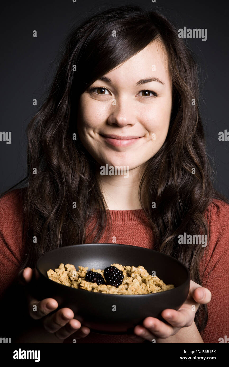 Frau, Essen Stockfoto