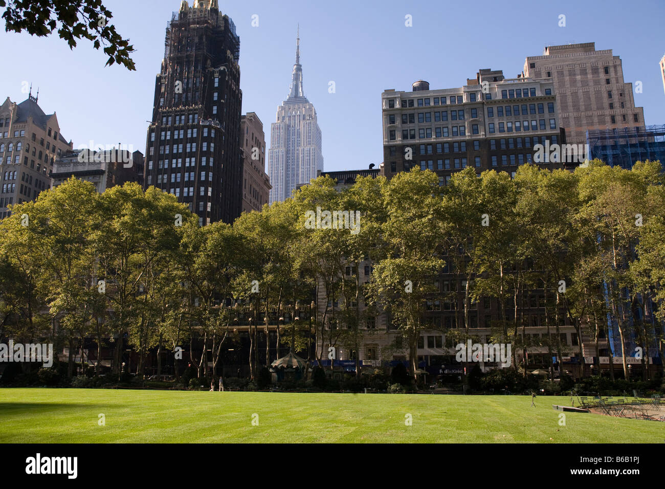 Bryant Park in New York City Rasen Stockfoto