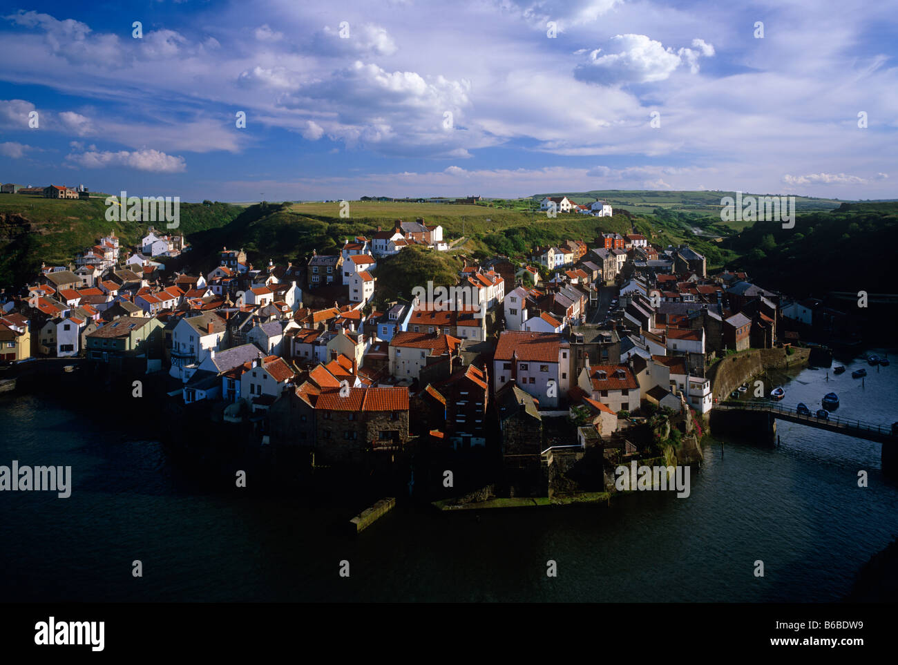 Panorama von Staithes, North Yorkshire Stockfoto