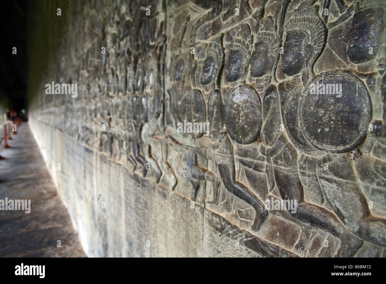 Bas-Relief entlang der südlichen Galerie, Angkor Wat Tempel, Siam Reap, Kambodscha Stockfoto