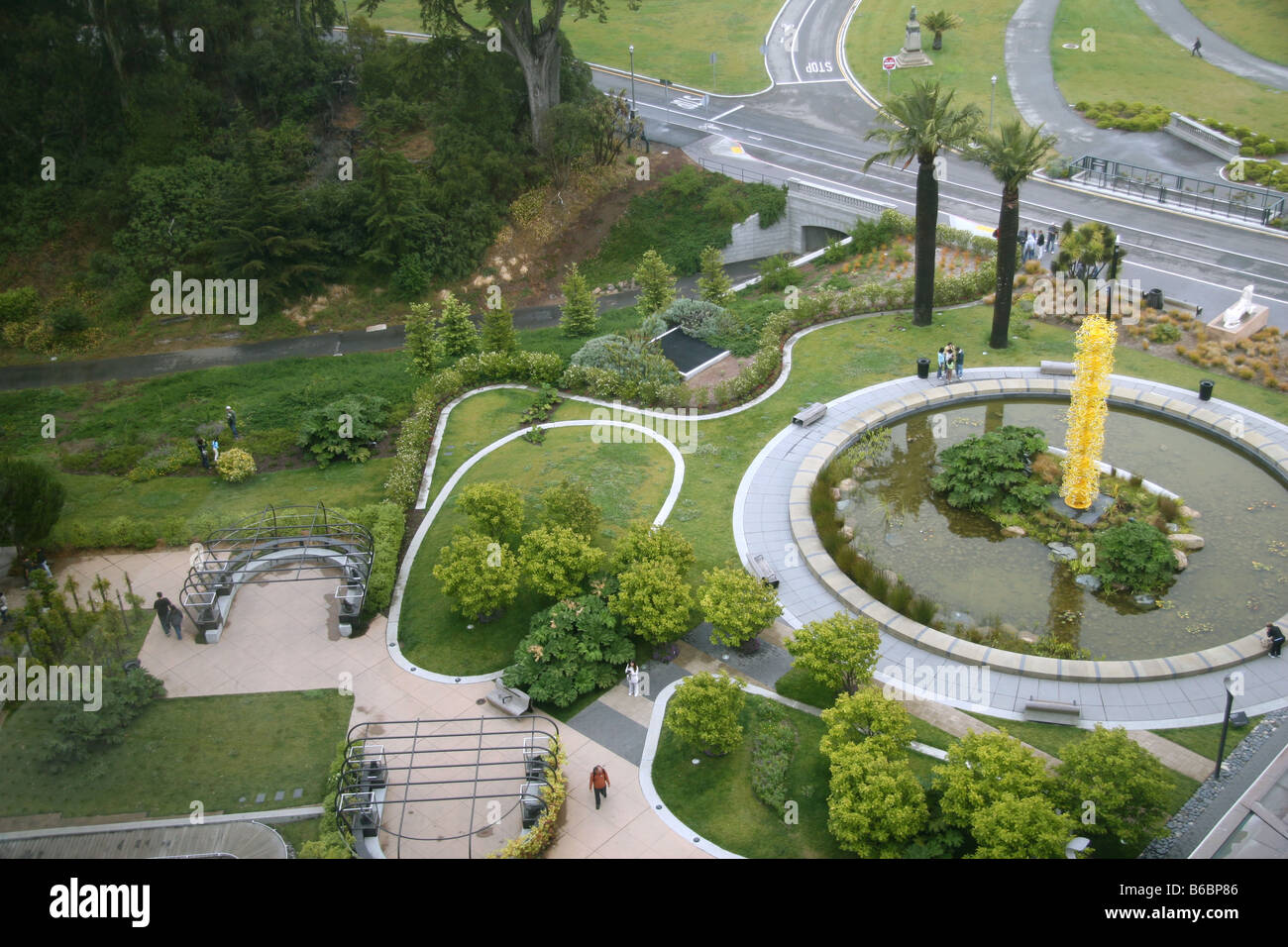 Blick vom Aussichtsturm auf das m.h. de Young Memorial Museum. Stockfoto