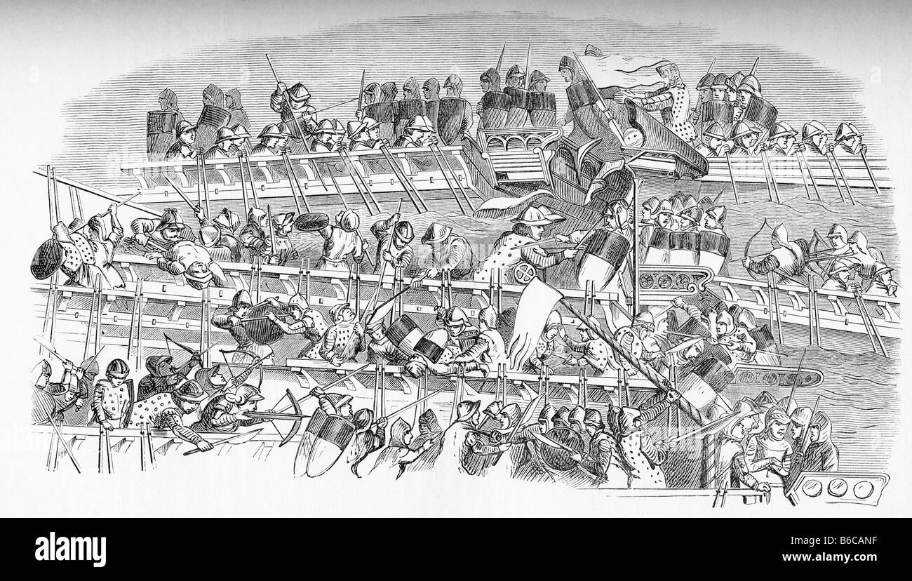 Galeere Kampf von mittelalterlichen Fresko in Siena Stockfoto