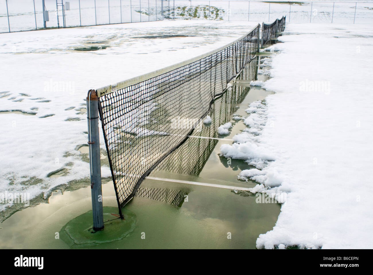 Tennisplätze im winter Stockfoto