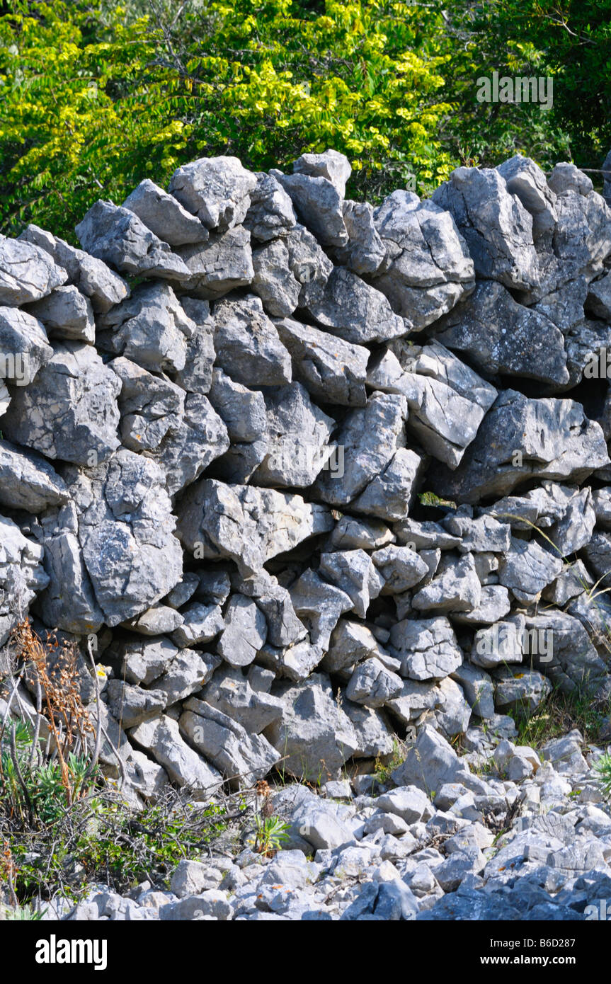 Nahaufnahme der Steinmauer, Balkan, Kroatien Stockfoto