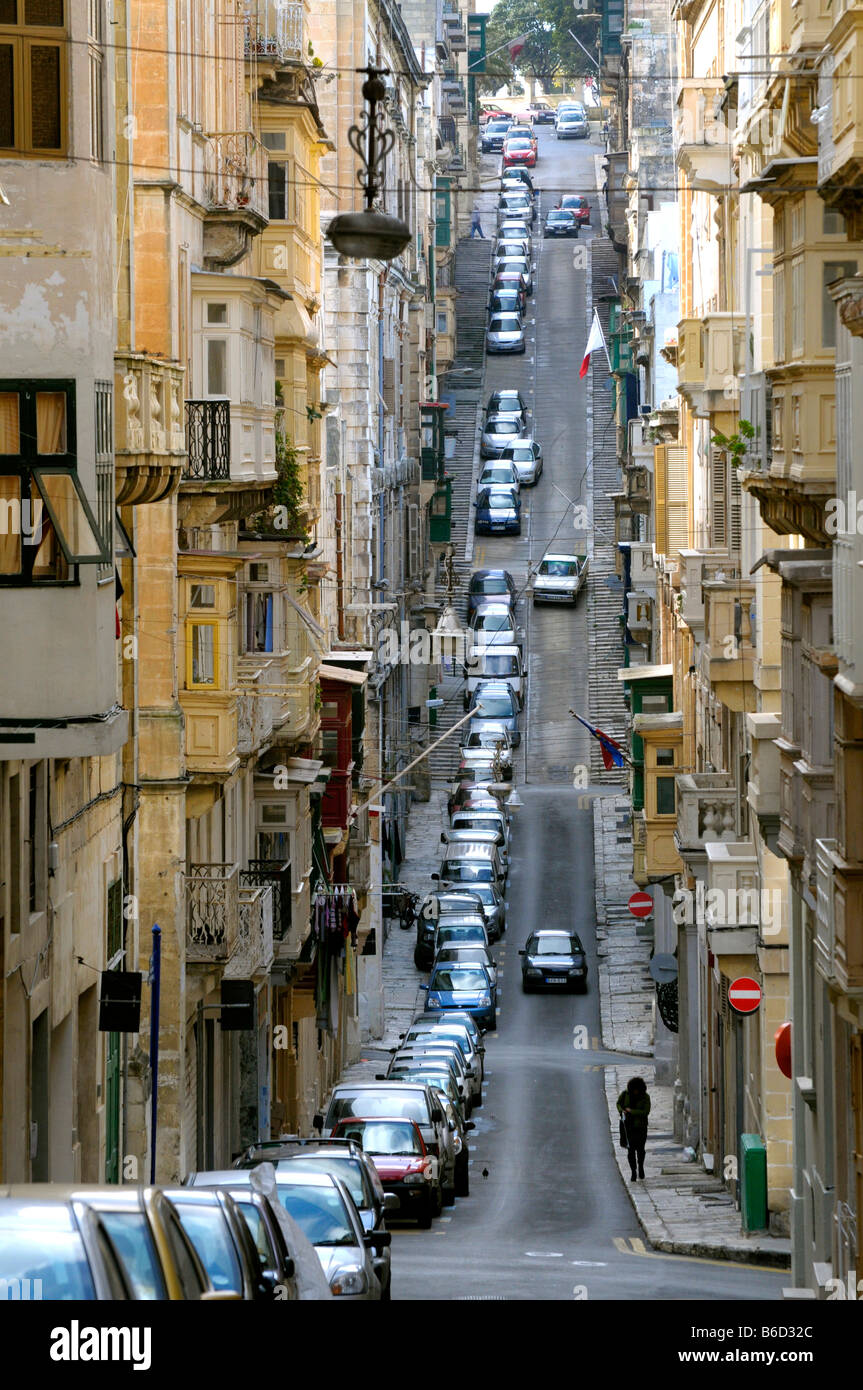 Straße In Valletta Stockfoto