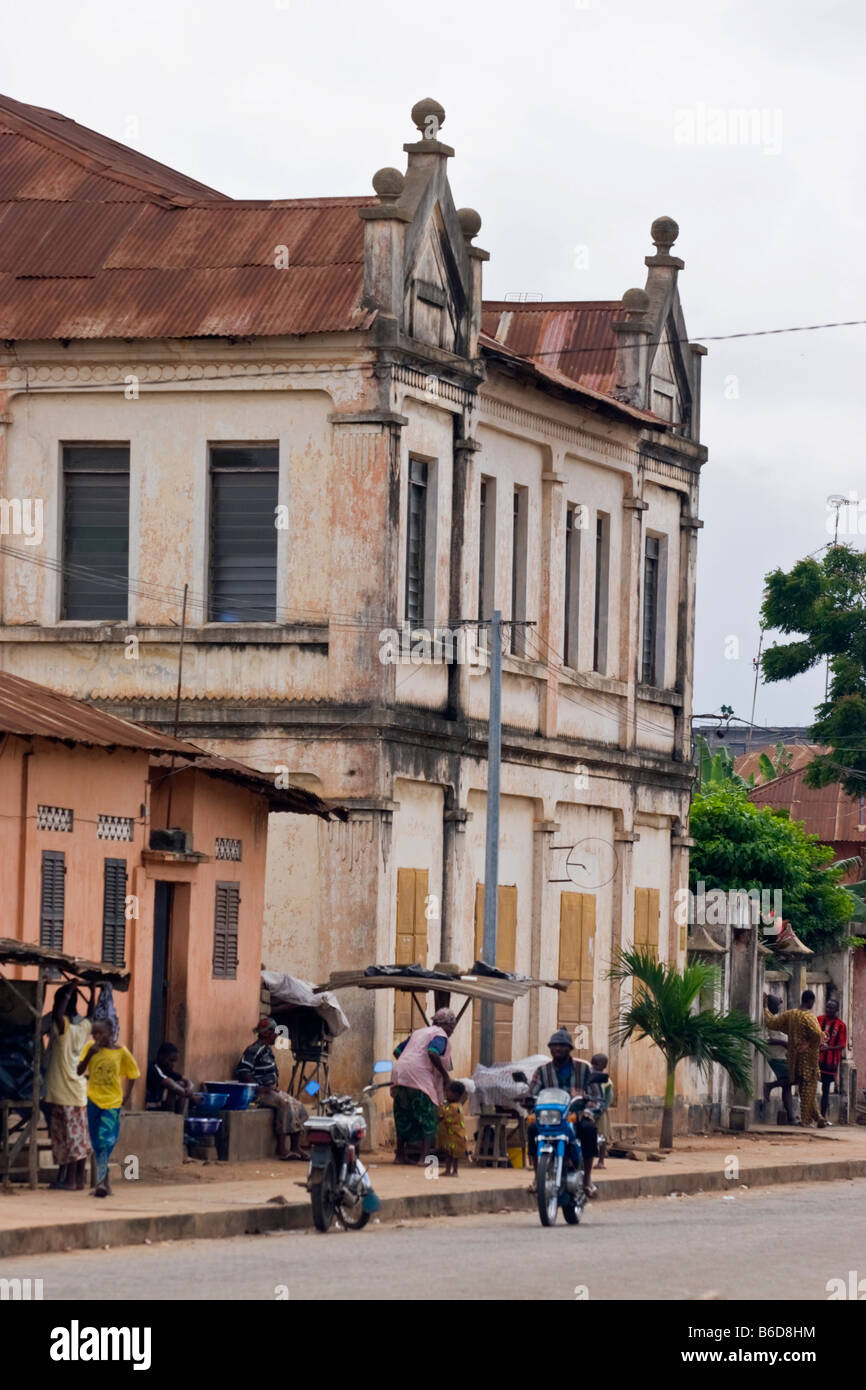 Architektur der Kolonialzeit in Porto Novo der Hauptstadt Benins Stockfoto
